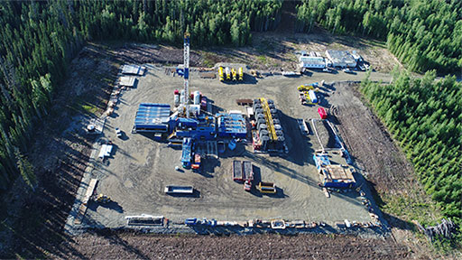 Aerial view of the drilling pad.
