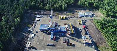 Aerial view of drilling pad.